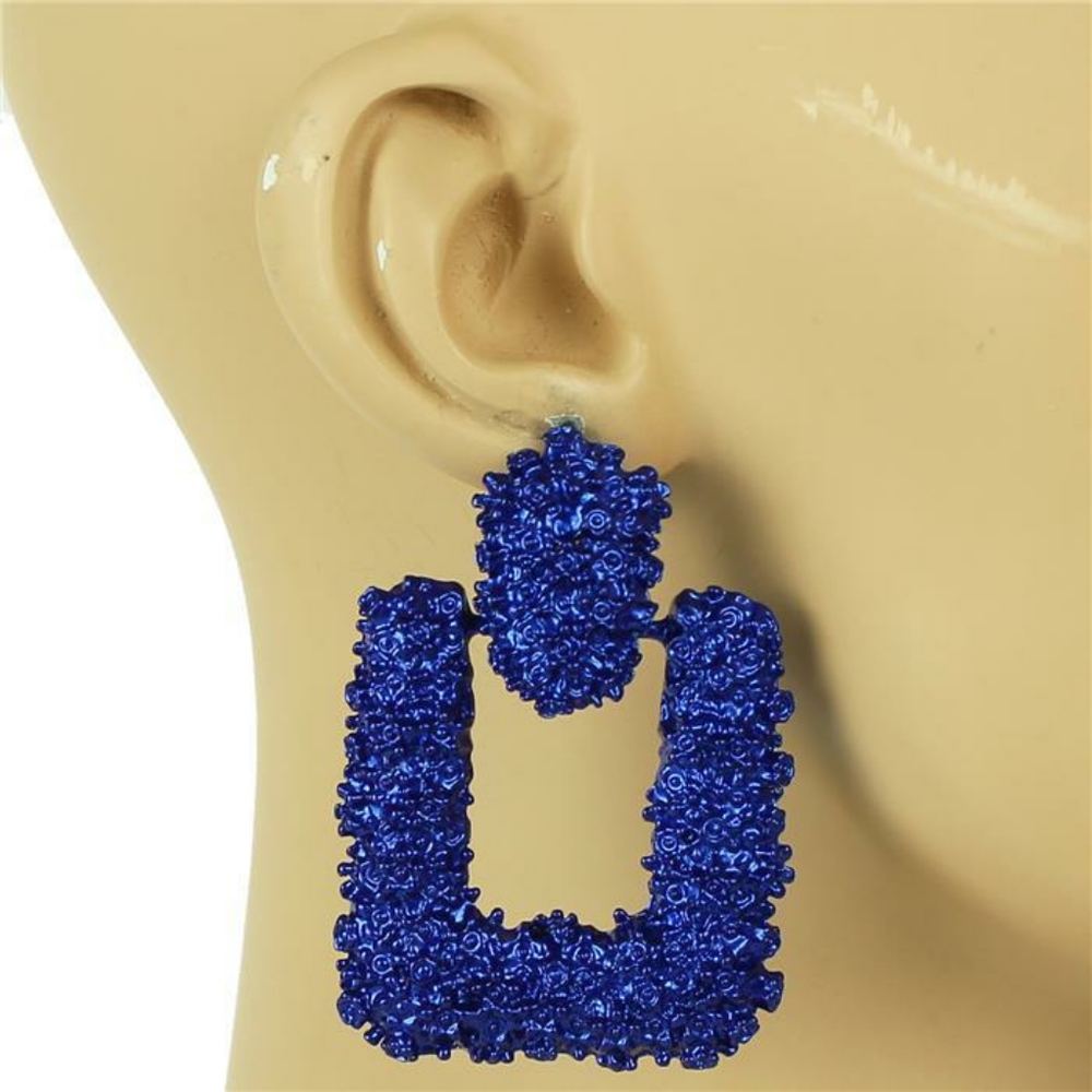 Blue Geometric Rectangle Fashion Dangle Earrings